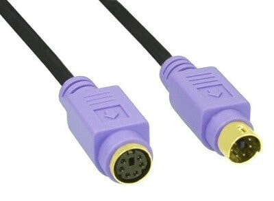 InLine PS/2 cable - M/F - black/purple - golden contacts - 2m