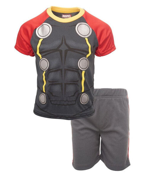 Big Boys Avengers Captain America Iron Man Venom Hulk Cosplay Athletic T-Shirt and Shorts Outfit Set to