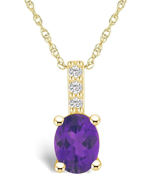 Amethyst (1-1/5 Ct. T.W.) and Diamond Accent Pendant Necklace in 14K Yellow Gold