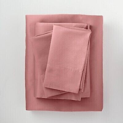 King 500 Thread Count Washed Supima Sateen Solid Sheet Set Rose - Casaluna