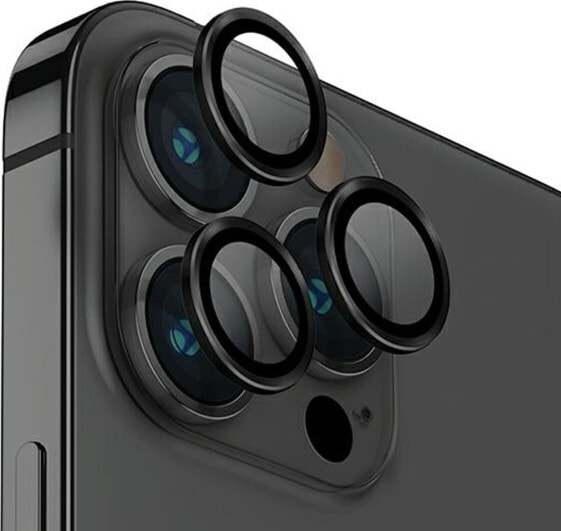 Uniq UNIQ Optix Aluminium Camera Lens Protector iPhone 14 Pro 6.1" / 14 Pro Max 6.7" midnight black szkło na obiektyw aparatu z aplikatorem