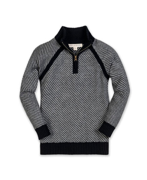 Boys Organic Long Sleeve Half Zip Raglan Contrast Sweater, Infant