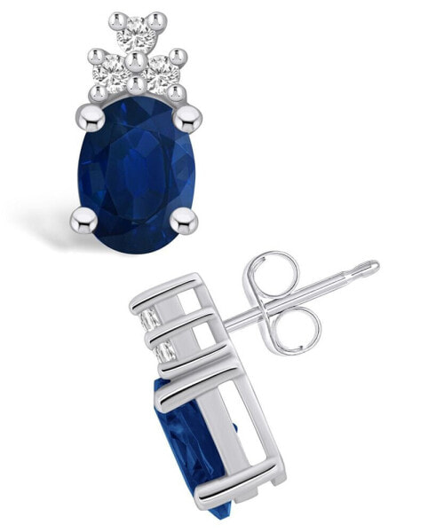 Sapphire (3 Ct. t.w.) and Diamond (1/5 Ct. t.w.) Stud Earrings