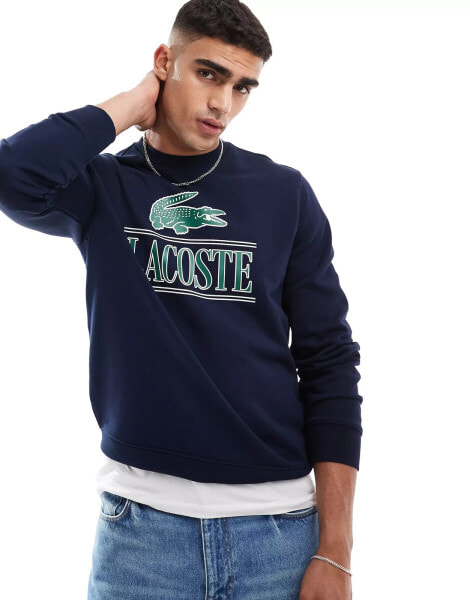 Lacoste unisex branded sweatshirt in navy