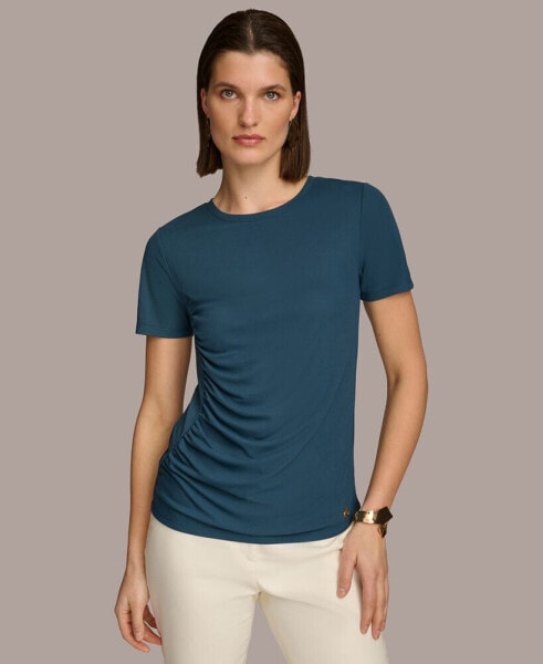 Women's Short Sleeve Ruched-Side Top