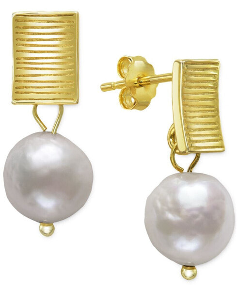 Cultured Freshwater Baroque Pearl (9-10mm) Drop Earrings in 14k Gold-Plated Sterling Silver