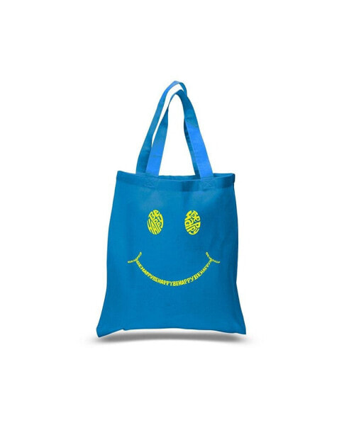 Be Happy Smiley Face - Small Word Art Tote Bag