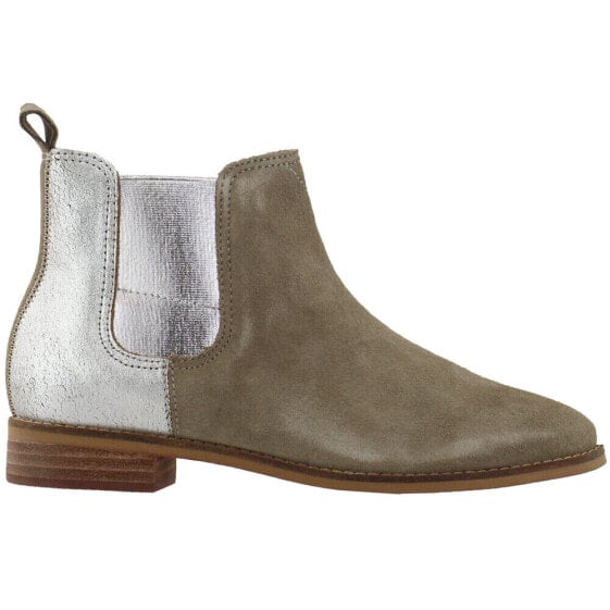 TOMS Ella Chelsea Booties Womens Brown, Silver Casual Boots 10010899