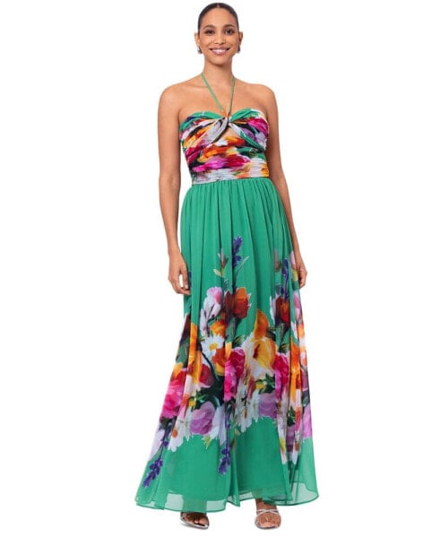 Women's Floral-Print Halter Gown