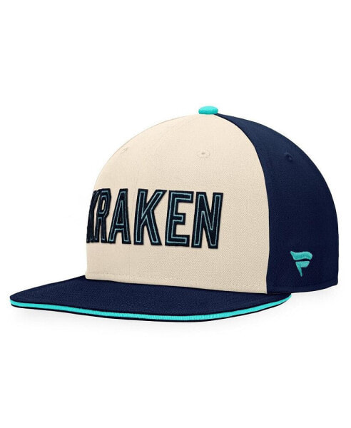 Men's Cream, Deep Sea Blue Seattle Kraken 2024 NHL Winter Classic Snapback Hat