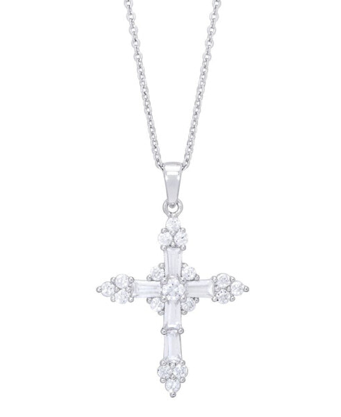Macy's cubic Zirconia Cross Pendant 18" Necklace in Silver Plate