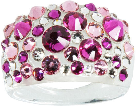 Glittering ring with Bubble Fuchsia crystals