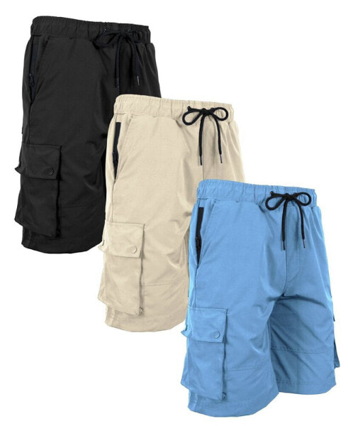 Men's Moisture Wicking Performance Quick Dry Cargo Shorts-3 Pack