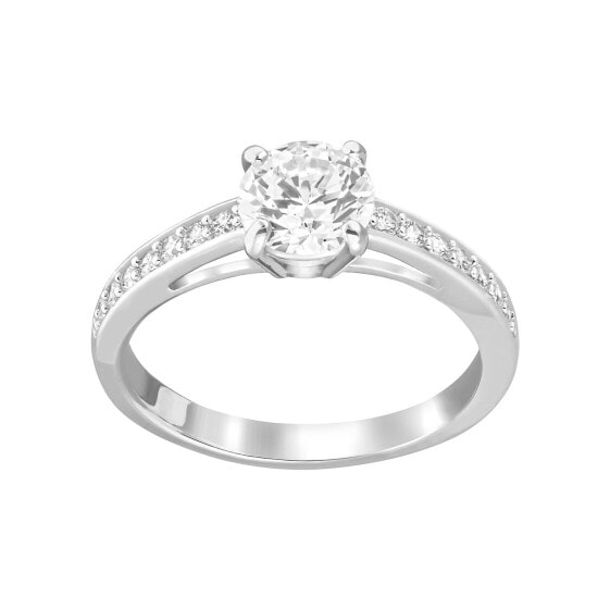 Swarovski Damen Ring Attract Ring, Rundschliff, Pavé, Weiß, Rhodiniert 58 5032922