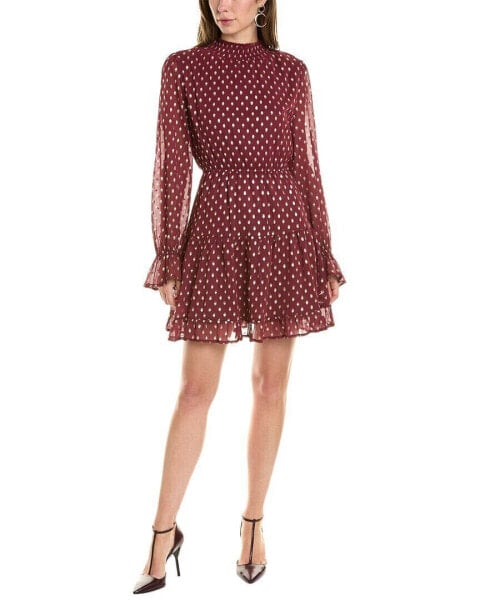 Emmie Rose Crimped Crepe Mini Dress Women's Red M