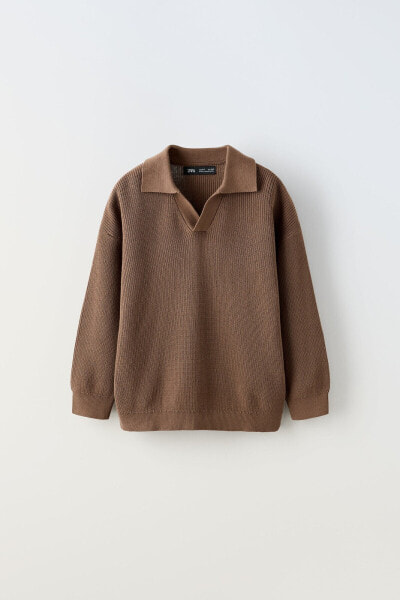 Knit polo sweater