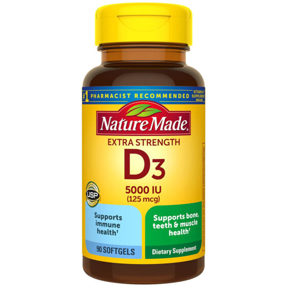 Nature Made Vitamin D3 Ultra Strength Витамин D3 5000 МЕ 90 гелевых капсул