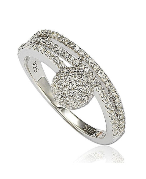 Suzy Levian Sterling Silver Cubic Zirconia Pave Ball Ring