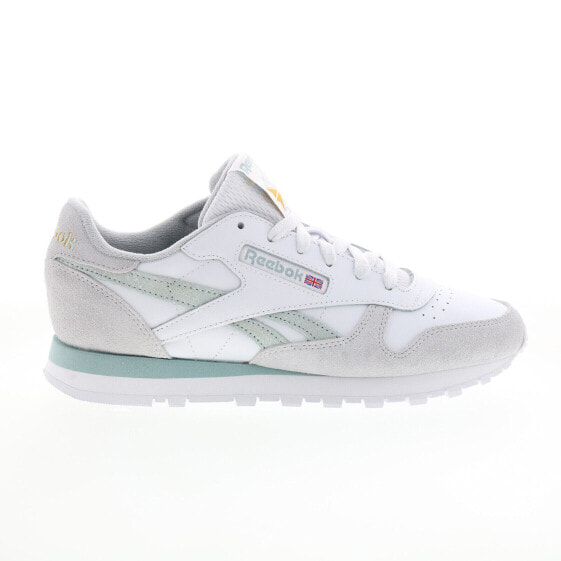 Reebok Classic Leather Womens White Leather Lifestyle Sneakers Shoes