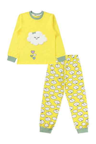 Kız Çocuk Pijama Takımı 6-9 Yaş Sarı