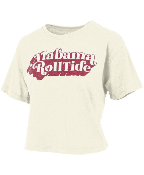 Women's White Distressed Alabama Crimson Tide Vintage-Like Easy T-shirt