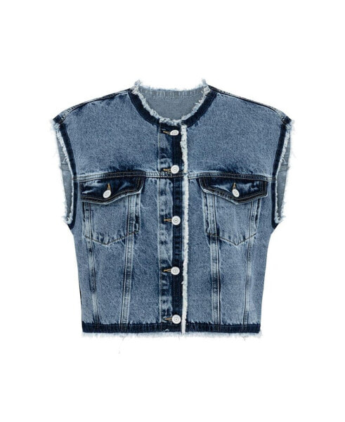 Women's Fringed Jean Vest