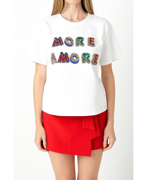 Women's More Amore Embellished T- Shirt