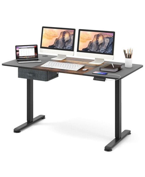 Electric Standing Desk 55'' x 28'' Height Adjustable Sit Stand with USB Charging Port