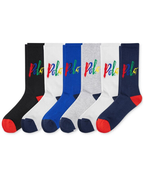 Men's 6-Pk. Polo Swoosh Crew Socks, Created for Macy's