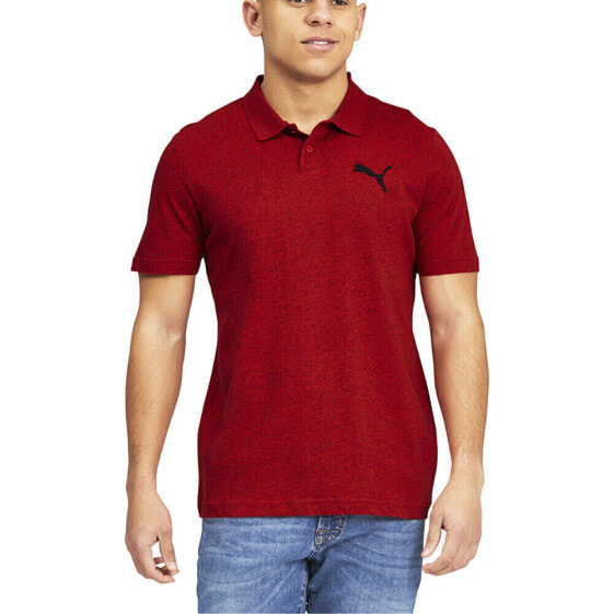 Puma Essentials Heather Short Sleeve Polo Shirt Mens Red Casual 58851111