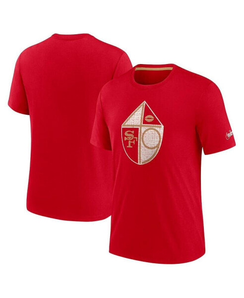 Men's Scarlet Distressed San Francisco 49ers Playback Logo Tri-Blend T-shirt