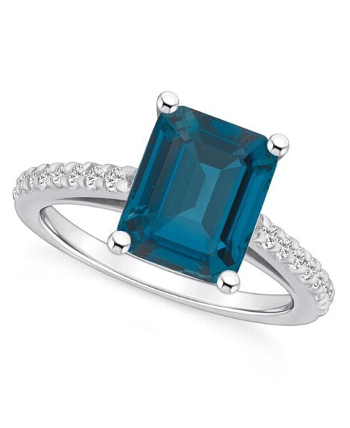 London Blue Topaz (4-1/4 ct. t.w.) and Diamond (1/4 ct. t.w.) Ring in 14K White Gold
