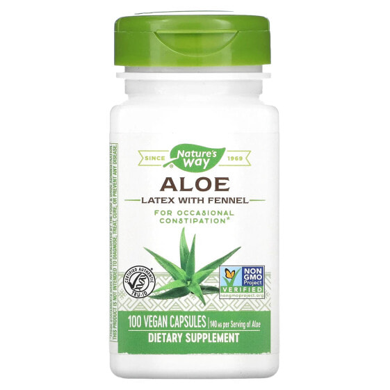 Aloe Latex with Fennel, 140 mg, 100 Vegan Capsules