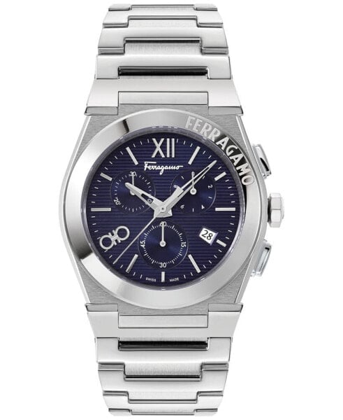 Salvatore Men's Swiss Chronograph Vega Stainless Steel Bracelet Watch 42mm