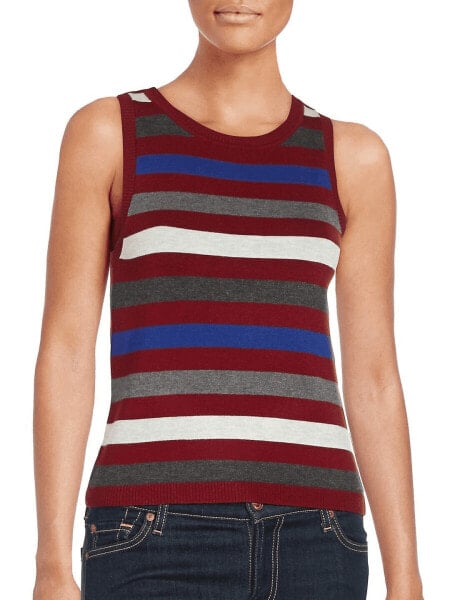 Kensie Womens Red Striped Scoop Neck Sleeveless Casual Top Red Blue Multi S