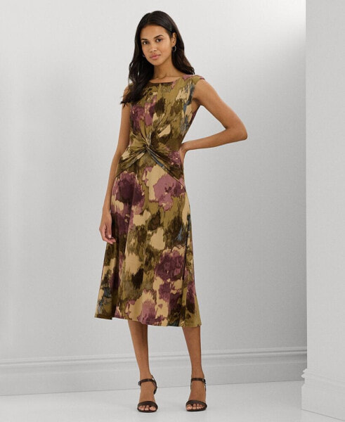 Women's Floral Twist-Front Jersey Dress