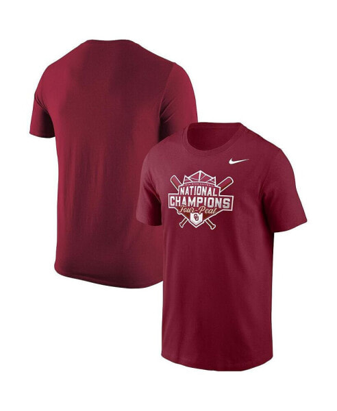 Men's and Women's Crimson Oklahoma Sooners Four-Peat NCAA Softball Women’s College World Series Champions Logo T-Shirt