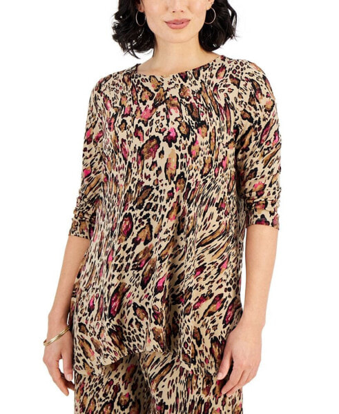 Petite Glam Animal-Print Top, Created for Macy's