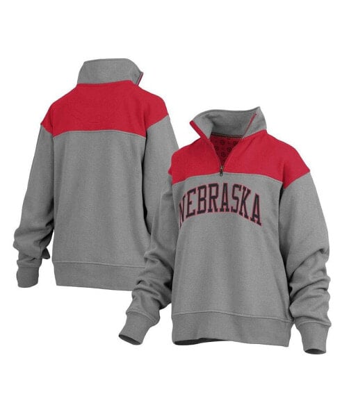 Women's Gray Nebraska Huskers Avon Fleece Quarter-Zip Jacket