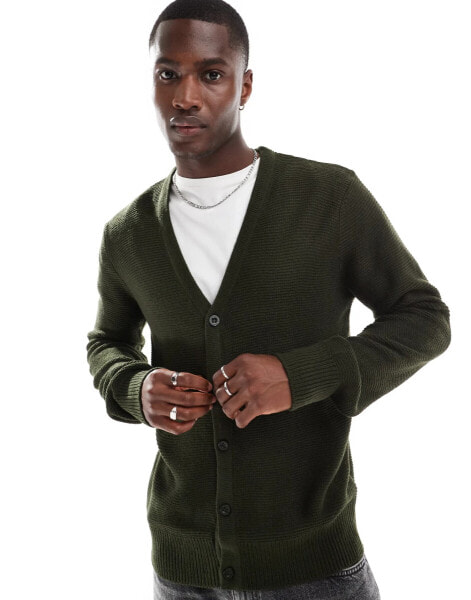 Brave Soul knitted cardigan in forest green