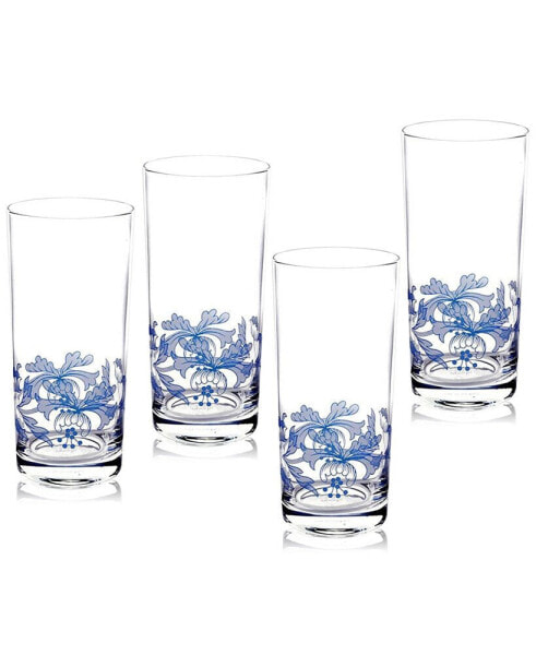 Blue Italian Highball Glasses, Set of 4