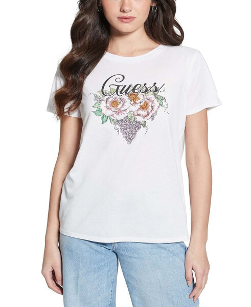 Футболка Guess женская с украшенным логотипом "Grape Vine"