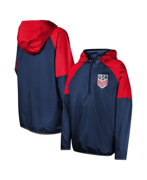 Big Boys and Girls Navy USMNT Unstoppable Half-Zip Hoodie Jacket