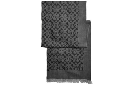 COACH蔻驰 双色品牌标志 舒适保暖 披肩 男女同款情侣款 黑色 / Шарф COACH 39578-BLK