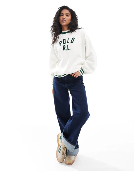 Polo Ralph Lauren sweatshirt with collegiate logo in cream