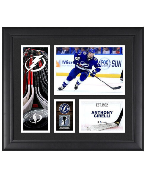 Anthony Cirelli Tampa Bay Lightning Framed 15" x 17" Player Collage with a Piece of Game-Used Puck