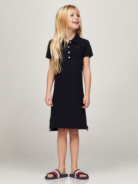 Kids' Solid Stretch Polo Dress