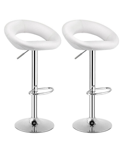 Set of 2 Bar Stools Adjustable PU Leather Barstools Swivel