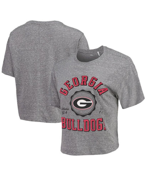 Women's Gray Georgia Bulldogs Bishop Tri-Blend Knobi Crop T-shirt