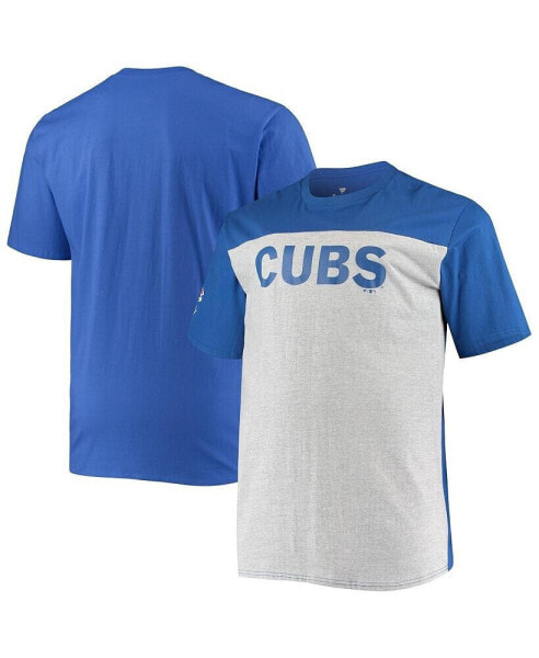 Men's Royal and Heathered Gray Chicago Cubs Big and Tall Colorblock T-shirt